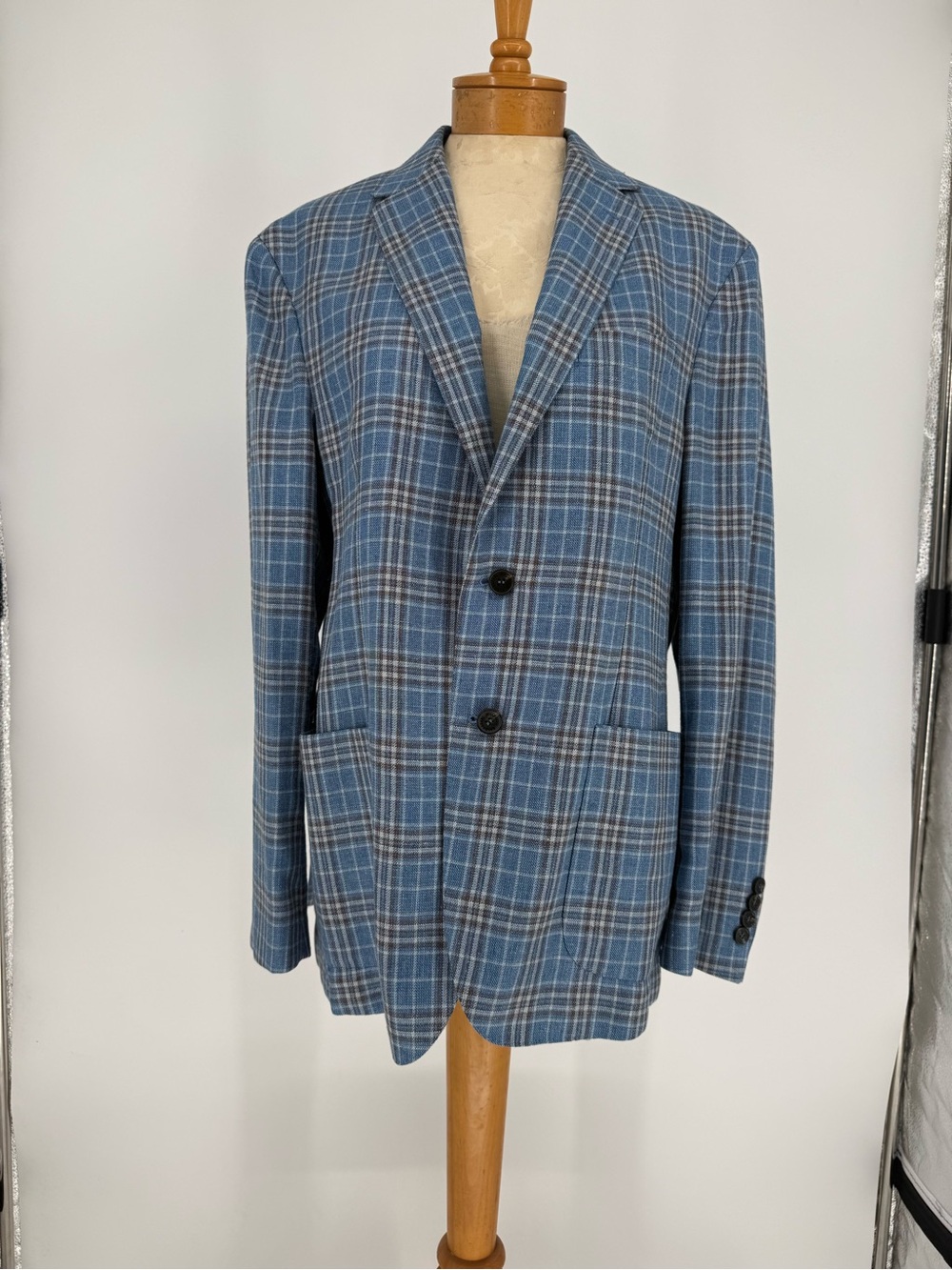 Maurizio Baldassari Blue Plaid Blazer - Classic Two-Button Sport Coat size 54